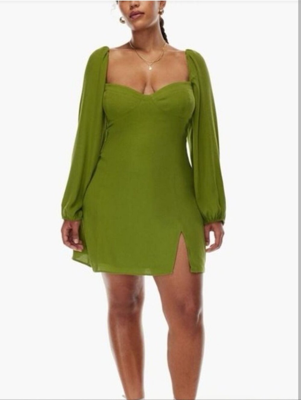 Aritzia Wilfred Novella Long Sleeve Mini Dress 8 Green